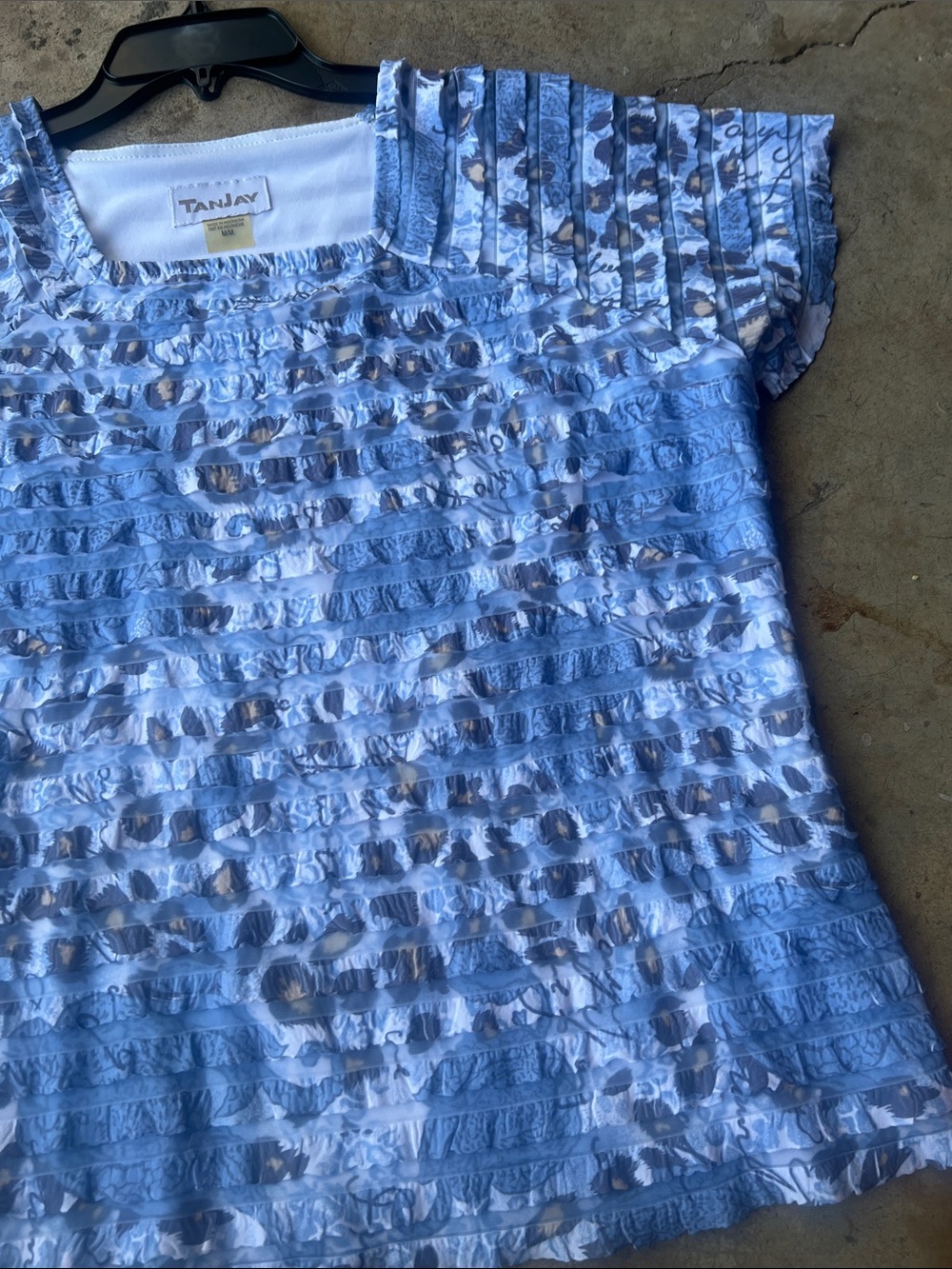 TanJay Light Blue Short Sleeve Square Neck Textured Top - Picture 4 of 6